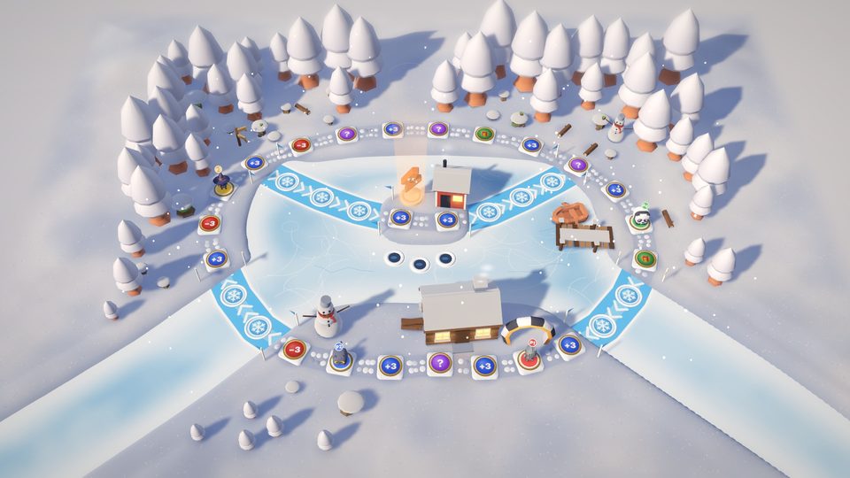 Frost Lake, a frozen lake board with a cabin