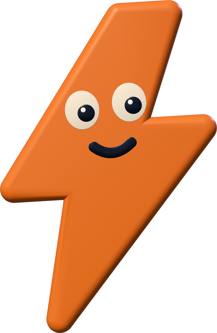 Bolty, a friendly orange lightning bolt
