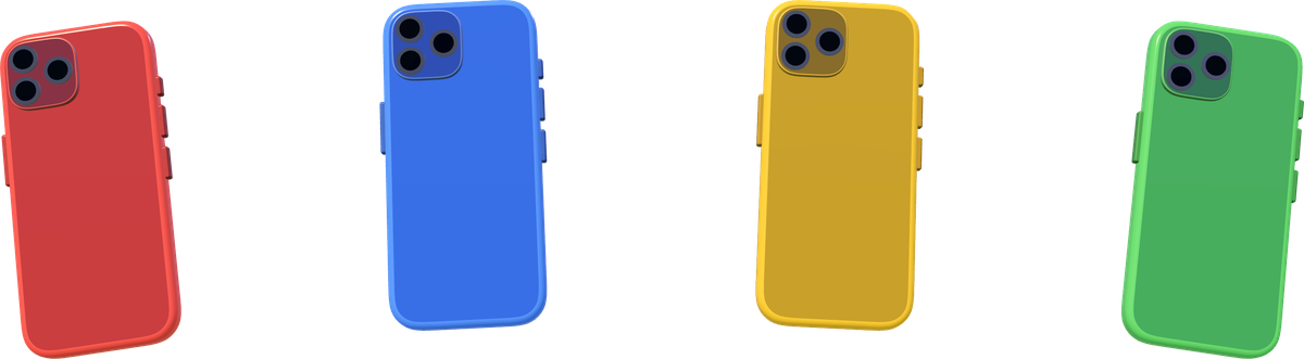 Four phones in player colours