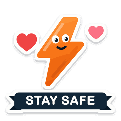 Bolty with hearts: Stay safe